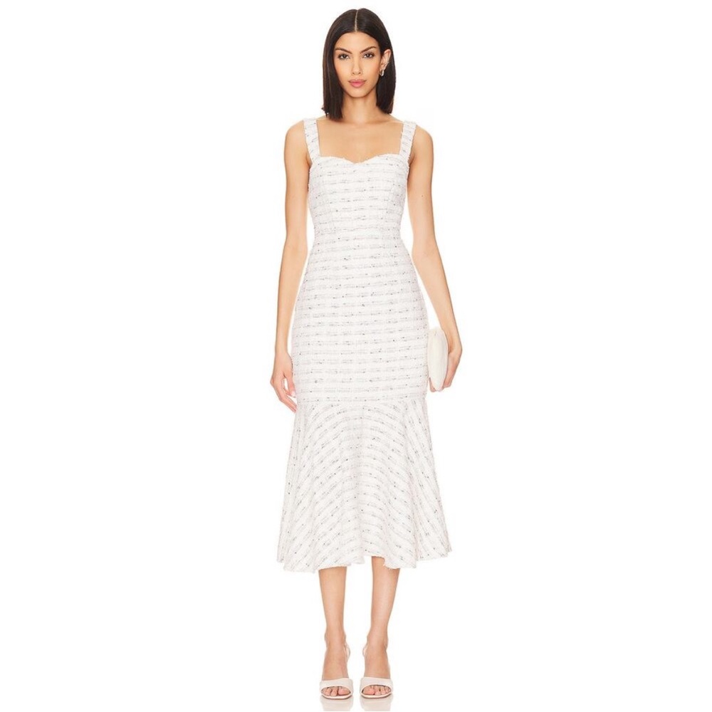 Revolve Bridal Misa Los Angelos Elkie Tweed Small Dress Winter White NEW